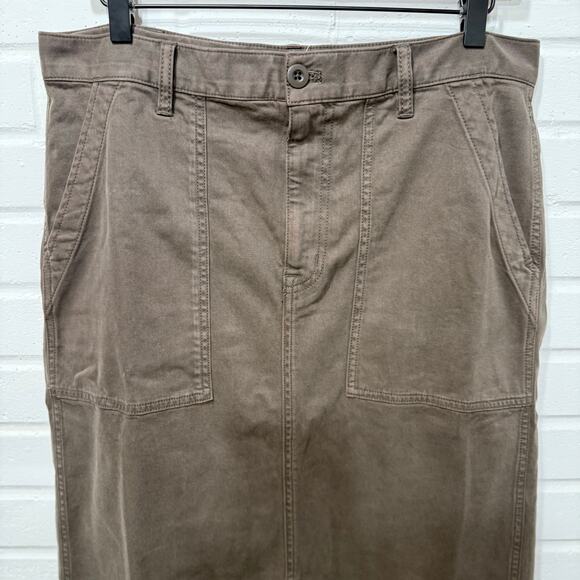 Madewell NWT Twill Patch Pocket Midi Skirt Cargo Field Olive Sz 29 Fall Chic 90s - Picture 7 of 16